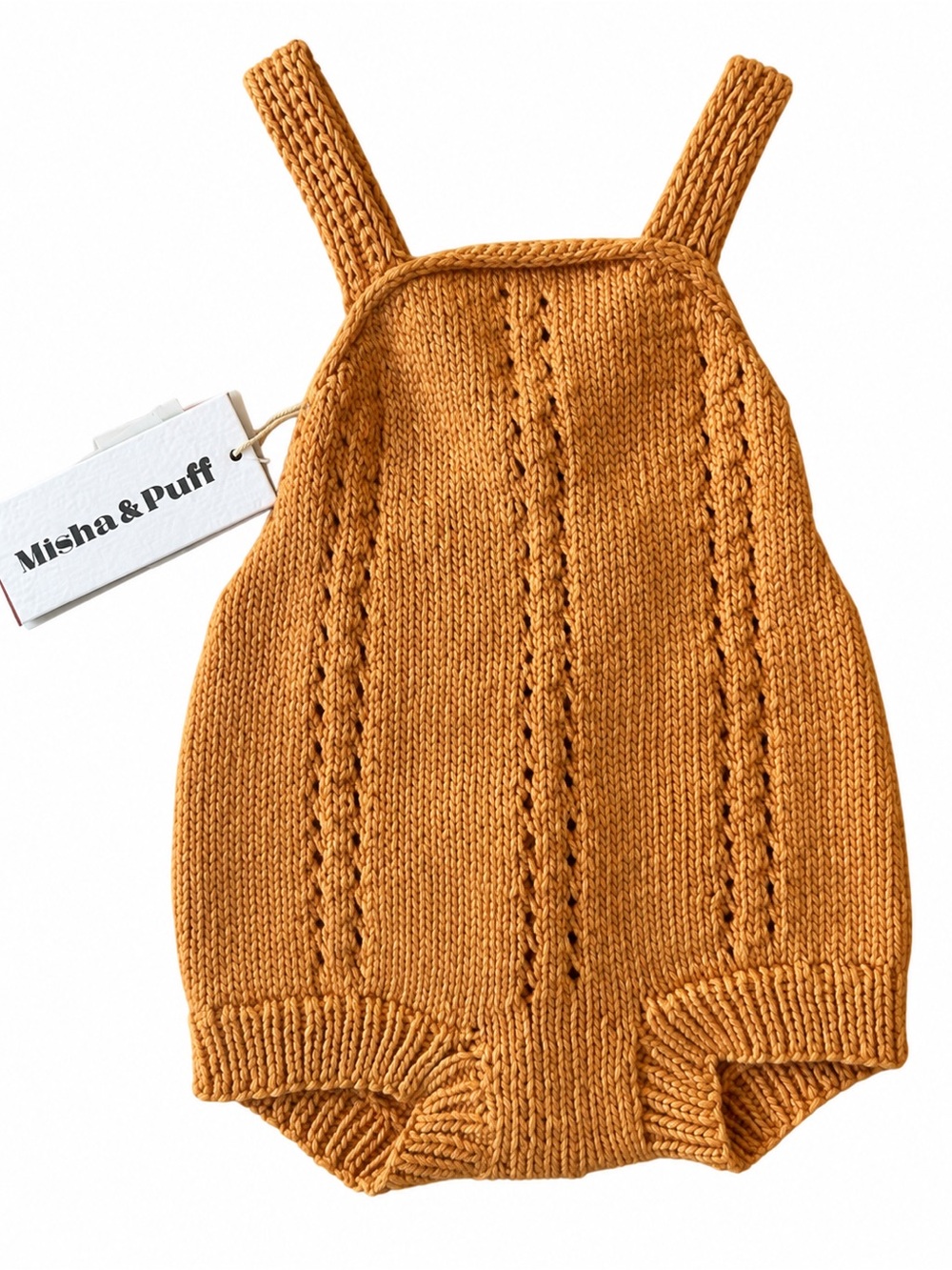 Misha & Puff 6-12M Knit Romper NWT Rust Orange Cross Back